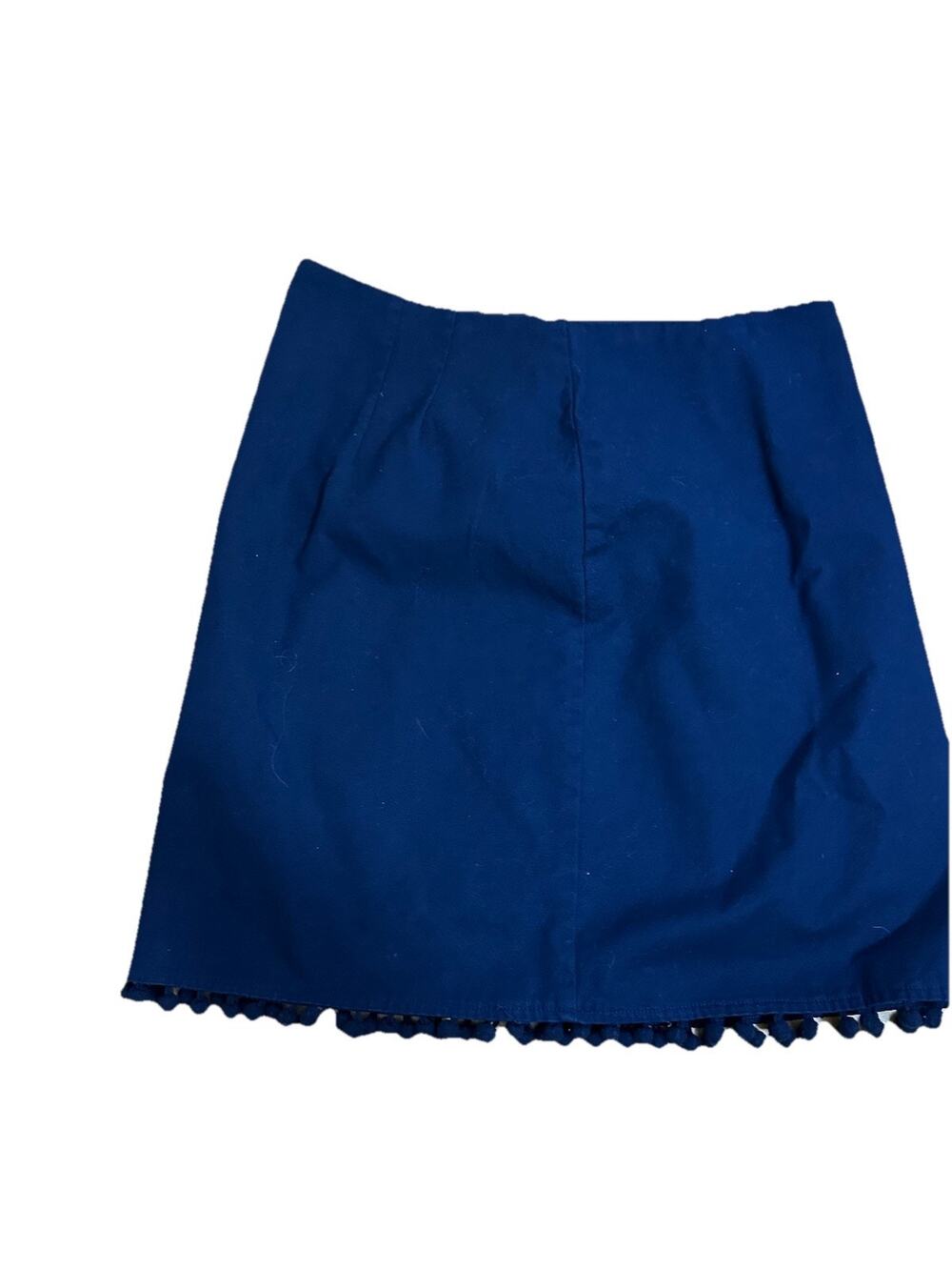 TALBOTS Women’s Navy Pom-Pom A-line Cotton Stretch Skirt Size 8